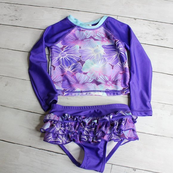 Wave Zone Baby Girl Rashguard Swimsuit Set Size 24 Months UV Protection - Picture 2 of 3